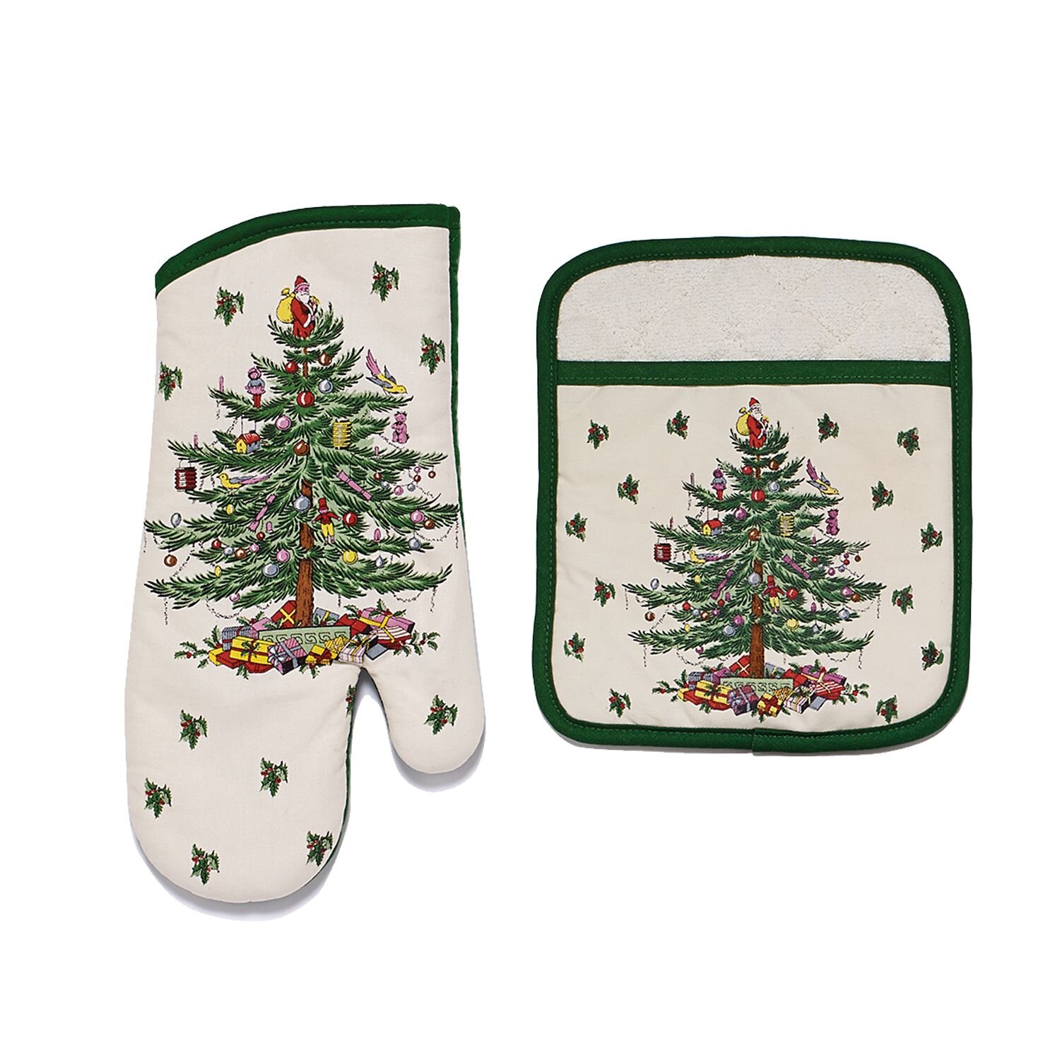 Caroline's Treasures Christmas Tree Teal Red Pair of Pot Holders