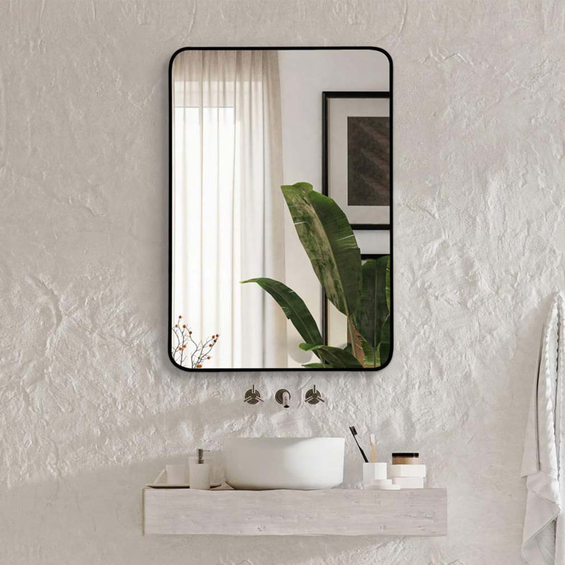 Miroir mural mural 22 po x 30 po pour salle de bain, Noir, 30 po x 22 po