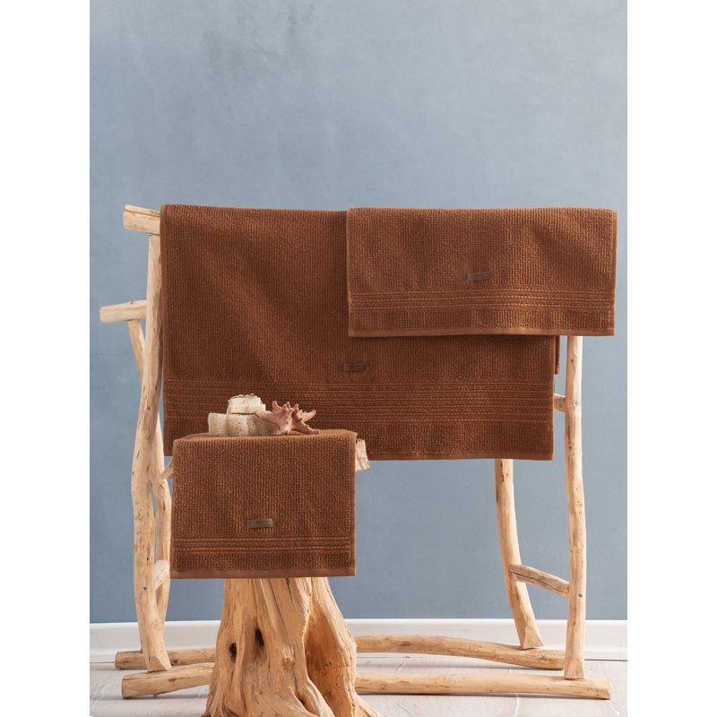 Luxurious 3-Piece Towel Set, 100% Cotton, Brown | Includes Bath Towel (29.5 x 59.1 in), Hand Towel (19.7 x 35.4 in), Wash Towel (11.8 x 19.7 in) | Highly Absorbent (470, 480, 500 GSM) | Machine Washable for Easy Care