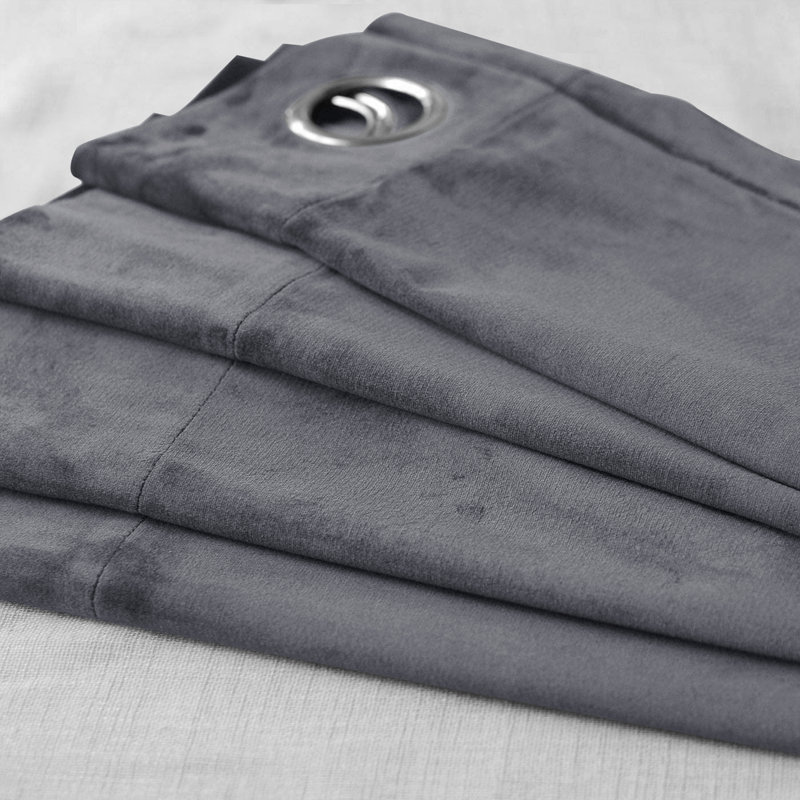 Luxury Crushed Velvet Eyelet sheer Curtain, 228.6cm Width x 228.6cm Drop, Grey