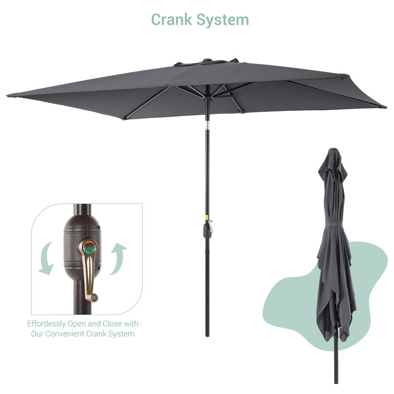 Rosanne 9x6' Rectangular Market Umbrella, Dark Gray