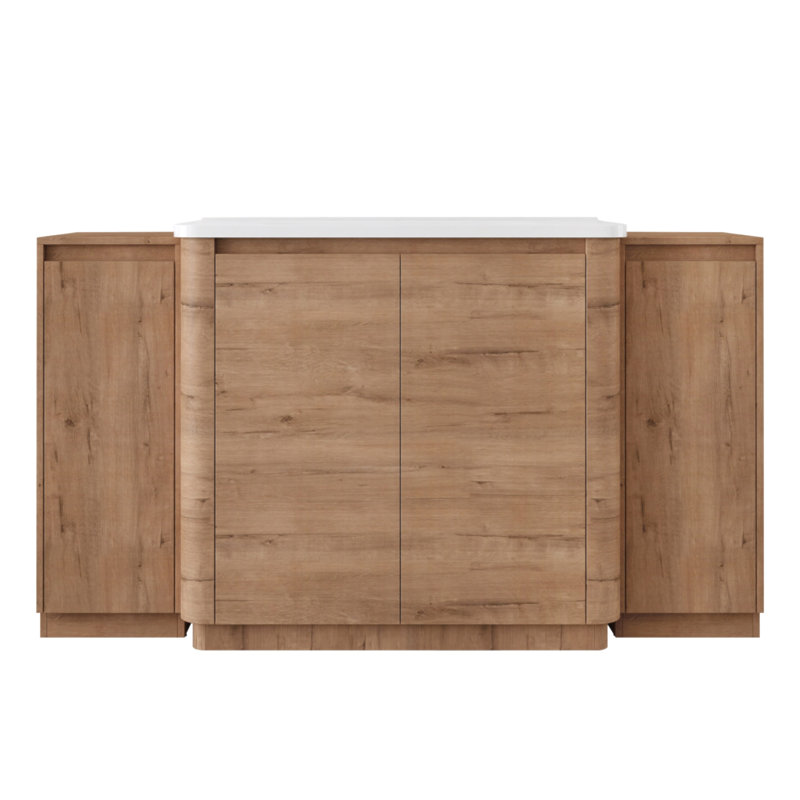 Ensemble de meuble-lavabo autoportant 60 po avec lavabo en céramique blanche 60 po, 2 petites armoires de rangement, porte à fermeture en douceur