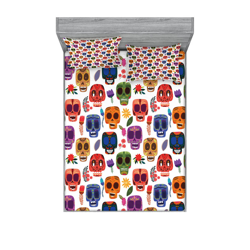 Multicolore drap-housse et coussin décoratif en bois Ambesonne, Ensemble de draps pour très grand lit californien