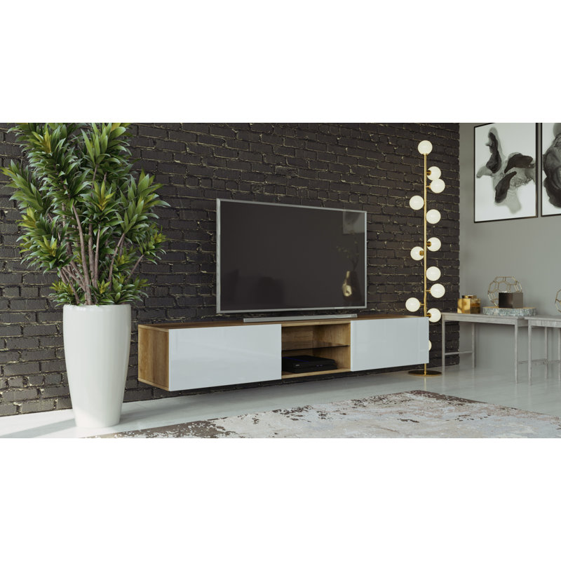Bertin Unfinished TV Stand for TVs up to 75", Countru Oak/White Gloss