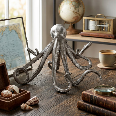 Louvenia Antiqued Silver Resin Octopus Tabletop Sculpture