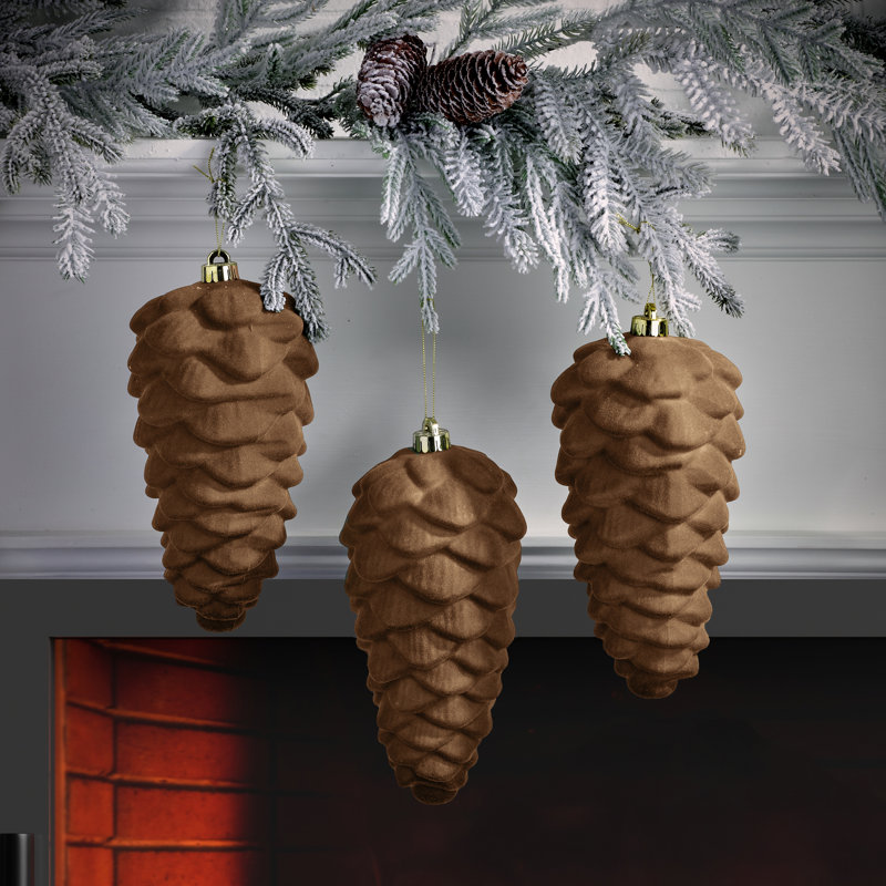 Ornement en forme de pomme de pin 10 "en plastique incassable 10 pièces, Brun