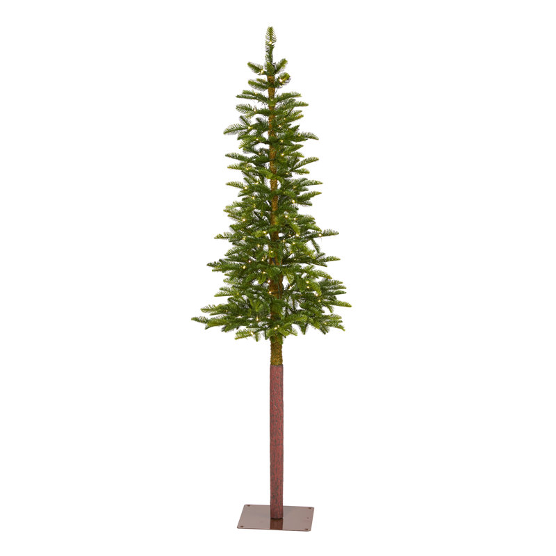 Arbre de Noël artificiel pin vert avec lumières claires, H 6 pi