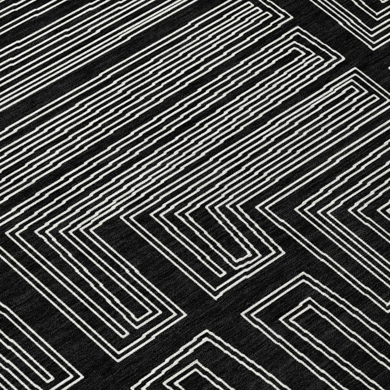 Clayra Black Washable Indoor-Outdoor Rug - , 5' x 7'6"