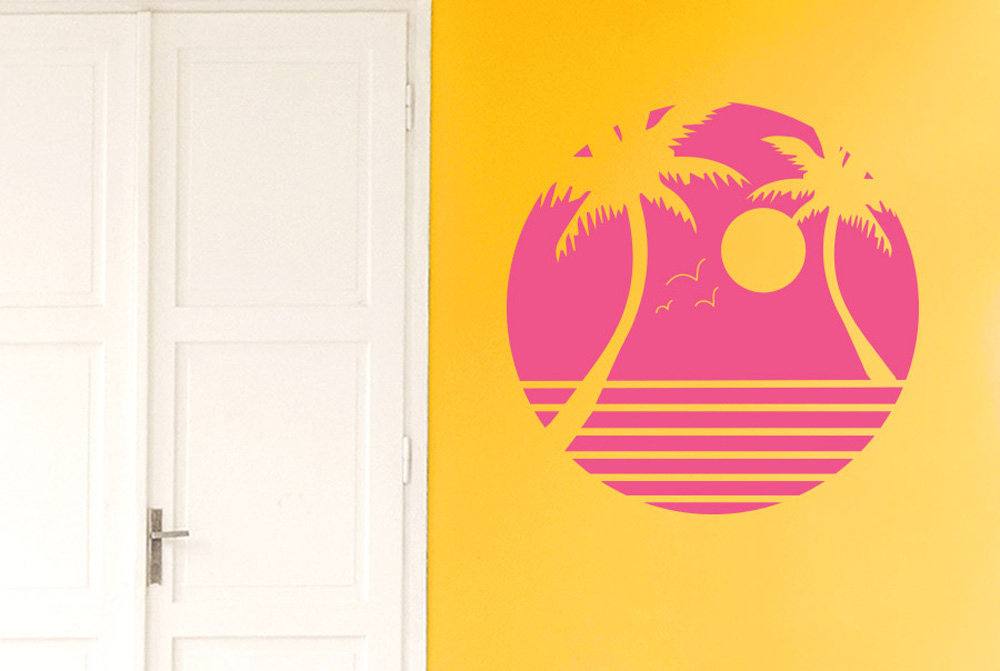 Palm Trees With Sunset Wall Sticker