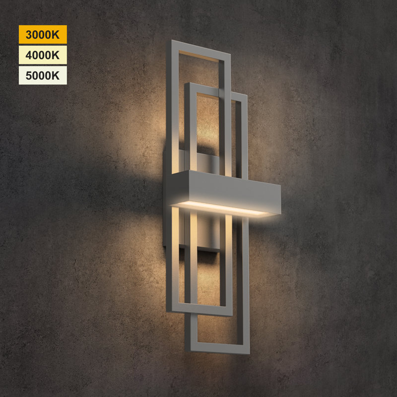 Gursimar LED Dimmable Iron Wall Sconce, Gray, 20" H x 7.9" W x 5.1" D