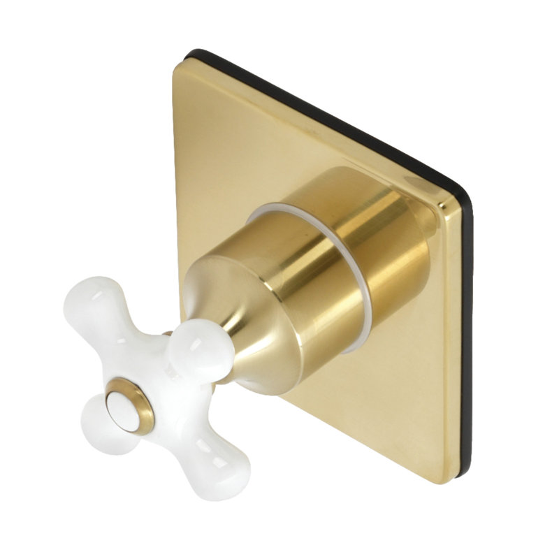 Kingston Brass Single-Handle Wall Mount Three-Way Diverter Valve with Trim Kit, Brushed Brass