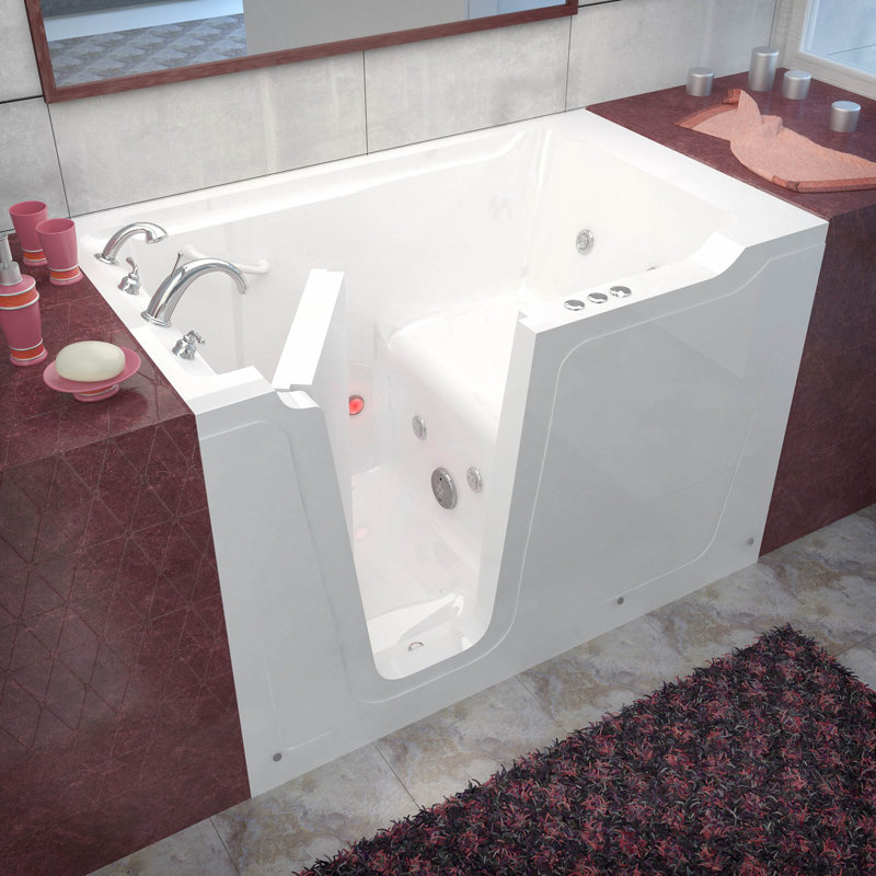 Crescendo 59.75'' x 35.8'' Whirlpool Fiberglass Bathtub with Faucet, Left