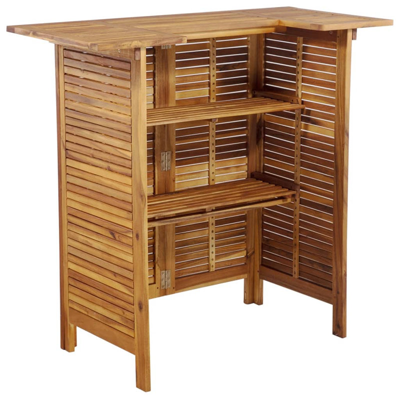 Ensemble de bar de jardin moyen en bois d'acacia brun avec repose-pieds intégré