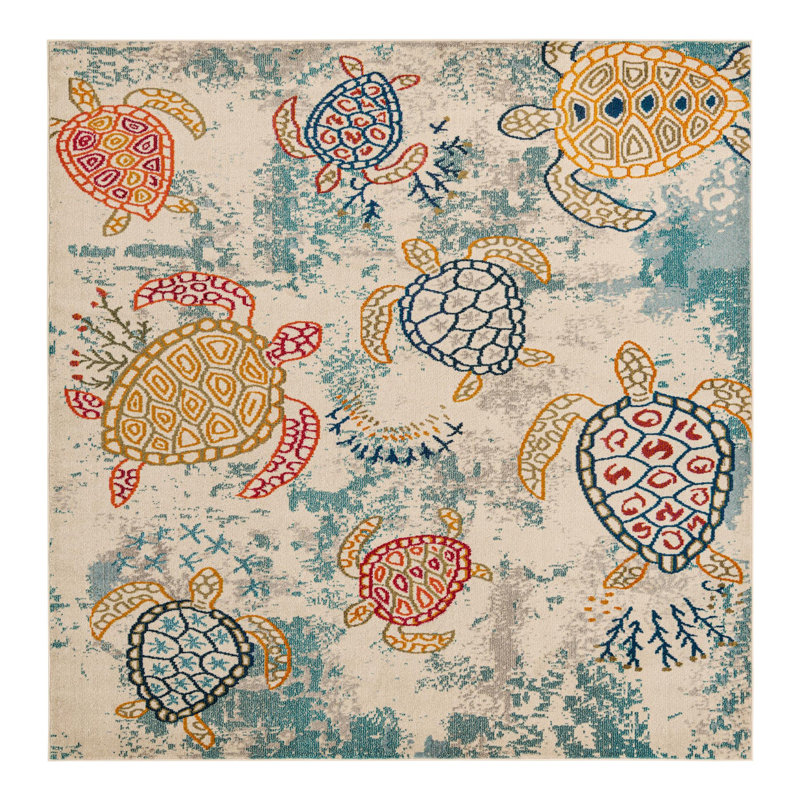 Tapis beige à motif animalier Vargas, Carré 7 pi 1 po