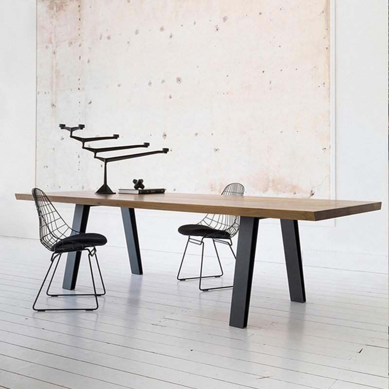 Table de conférence rectangulaire en bois massif noyer, H 29,53 po x L 78,74 po x l 31,5 po