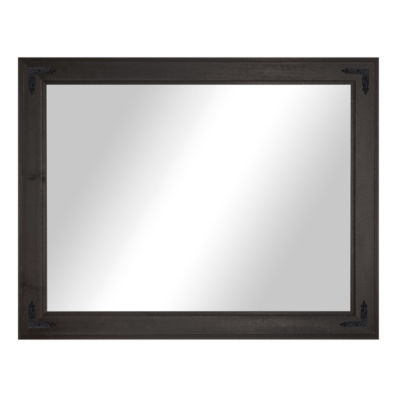 Rayne Heritage Hardwood Poplar Mirror With Decorative Corner Brackets, Ebony, 42 x 33