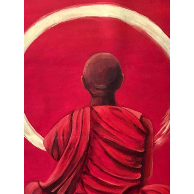 Moine méditant, peinture acrylique sur toile par Kangana Vohra