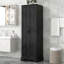 Armoire de rangement avec deux portes pour salle de bain, bureau, tablette réglable, panneau de fibres à densité moyenne, noir-992993552-992993554