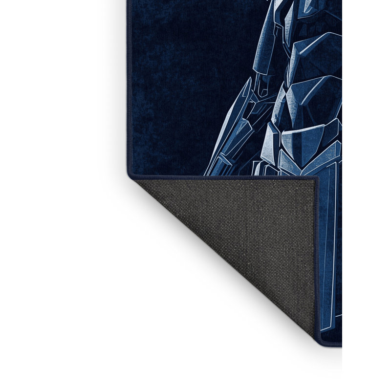 Tapis bleu moelleux et moelleux en gladiateur Cyston, 4 x 6