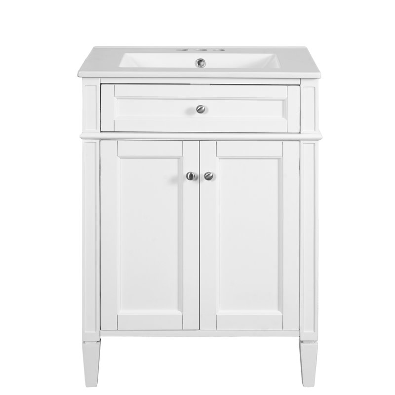 Meuble-lavabo 24 po avec comptoir en céramique, Blanc