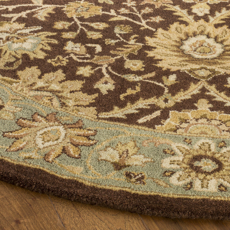Dunbar Hand Tufted Wool/Cotton/Latex Oriental Rug in Chocolate/Blue, Oval 4'6" X 6'6"