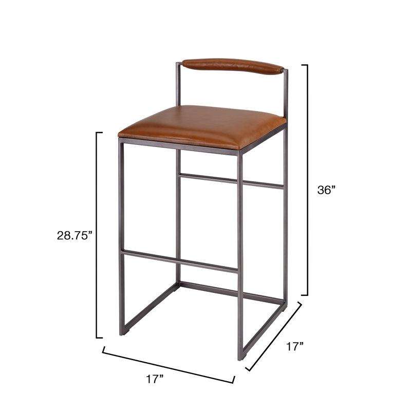 Bradbury Upholstered Bar Stool with Metal Frame, Saddle