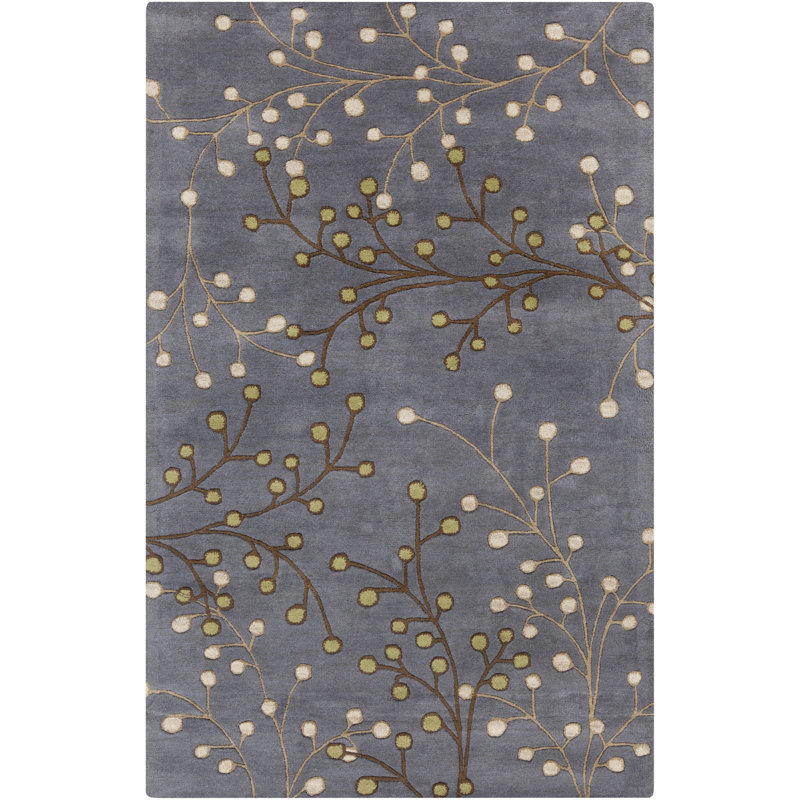 Elsberry Hand Tufted Wool Floral Indoor Rug, Rectangle 12' x 15', Taupe 