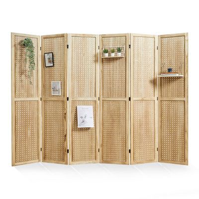 Paravents avec panneaux d'intimité en bois H 66,8 po
