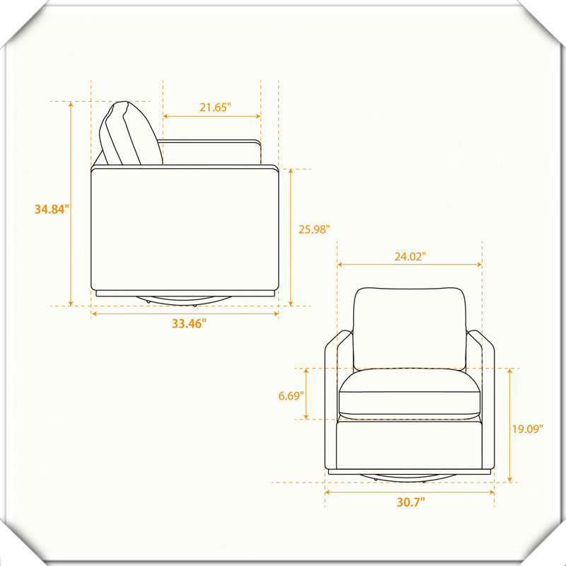 Fauteuil carré pivotant rembourré 360 degrés, Bleu