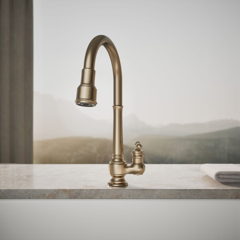 Artifacts Pull Down Bar Faucet, Vibrant Brushed Bronze