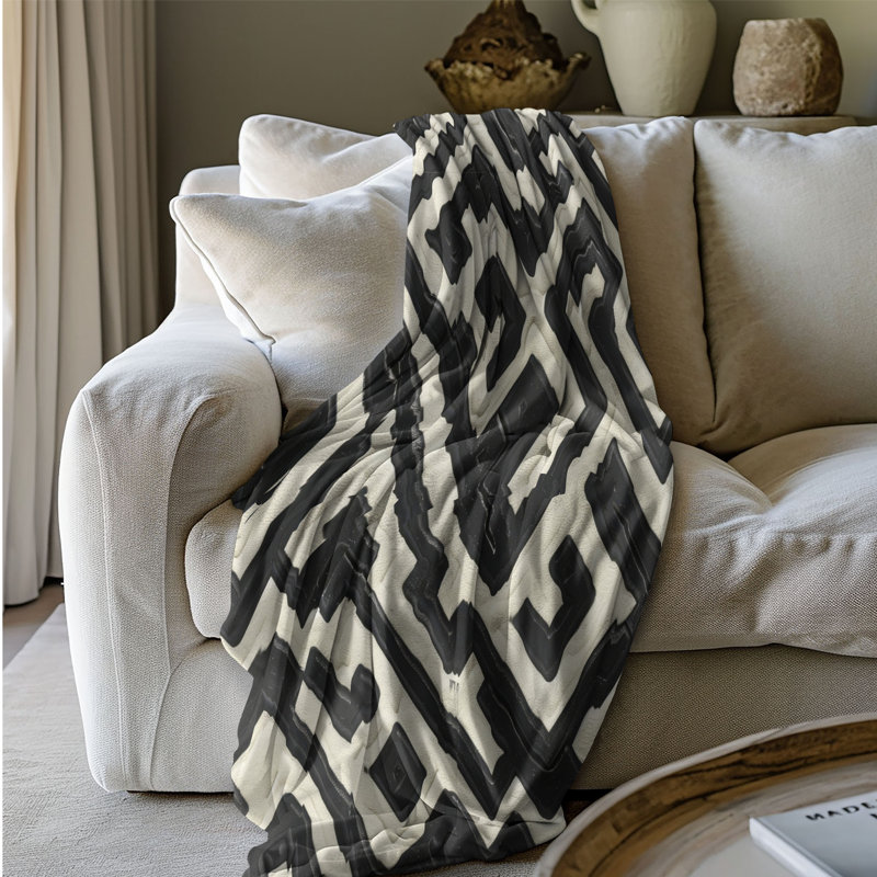 Black & White Matrix - 1 pièce Sherpa Premium, Grand lit