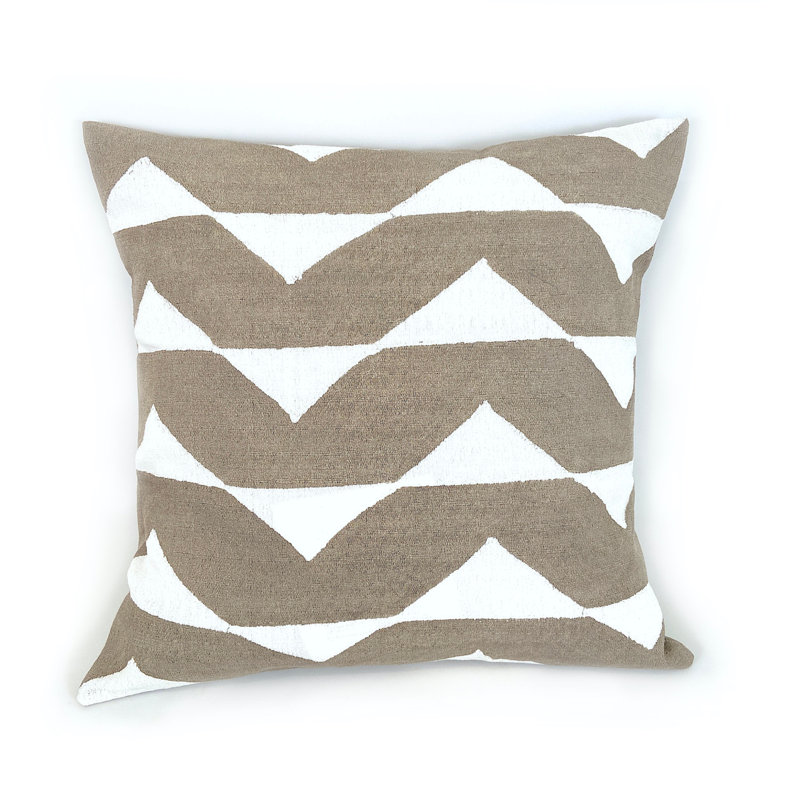 Geometric Cotton Pillow Cover, Beige