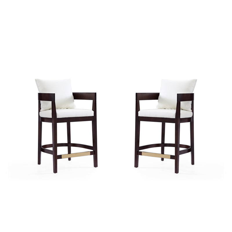 Lorello Upholstered Counter Stool with Solid Wood Frame, Ivory, Counter Stool (26.5" Seat Height), 2