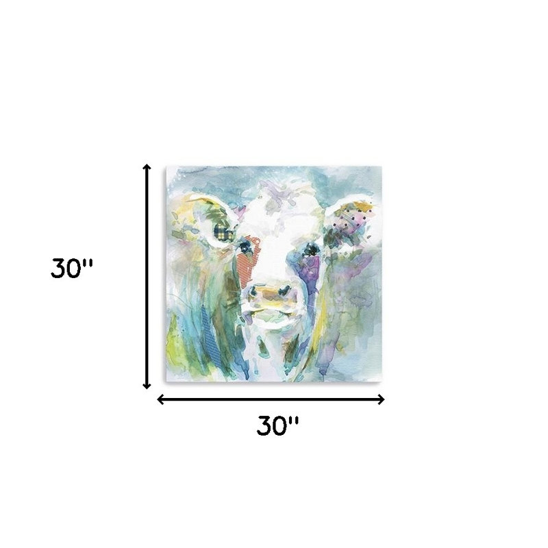 «Watercolor Cow», impression murale sans cadre