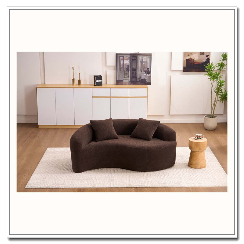 Canapé modulaire courbé en chenille, Brun
