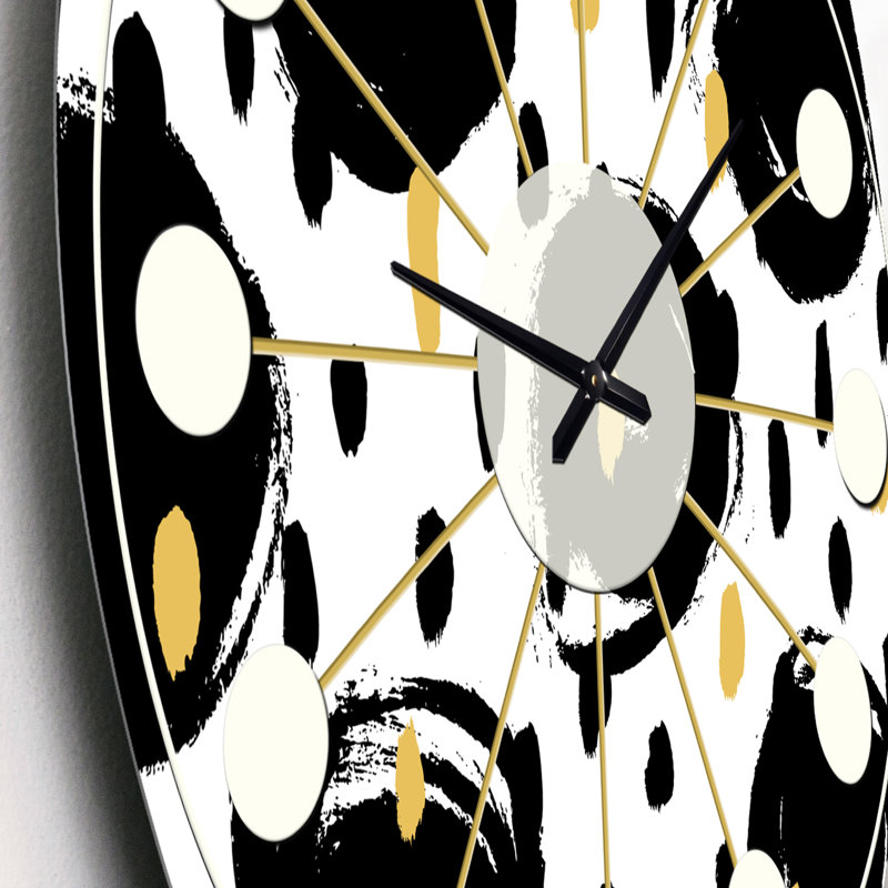 Horloge murale à motif géométrique monochrome V - Mid-Century, Petit