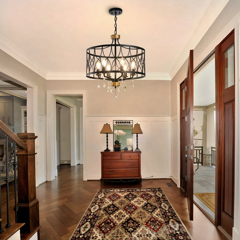 Gaschler 6-Light Dining Room Chandeliers Dimmable and Adjustable Height in Black, 6 - Light