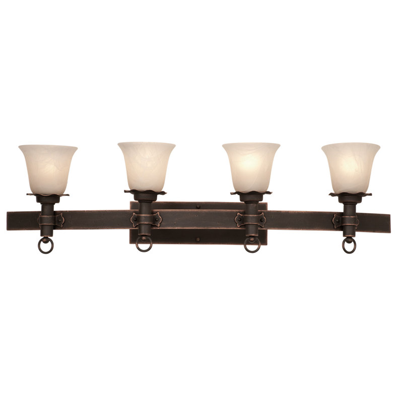 Éclairage pour salle de bain 4 lumières Americana, Grand taupe fumé, Cuivre antique