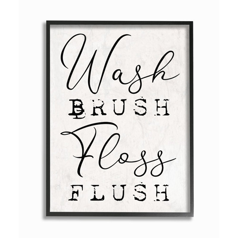 «Wash Brush Floss Flush» par Daphne Polselli - reproduction d'art texturée, H 20 po x l 16 po x P 1,5 po