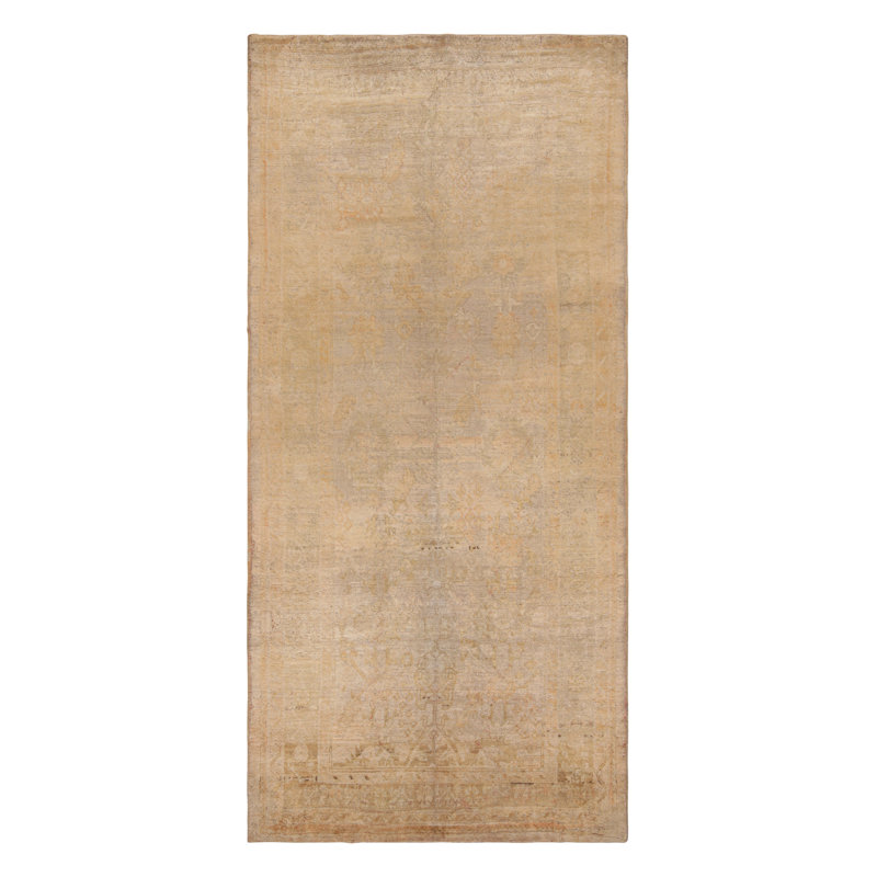Hand Knotted Wool Area Rug in Cream