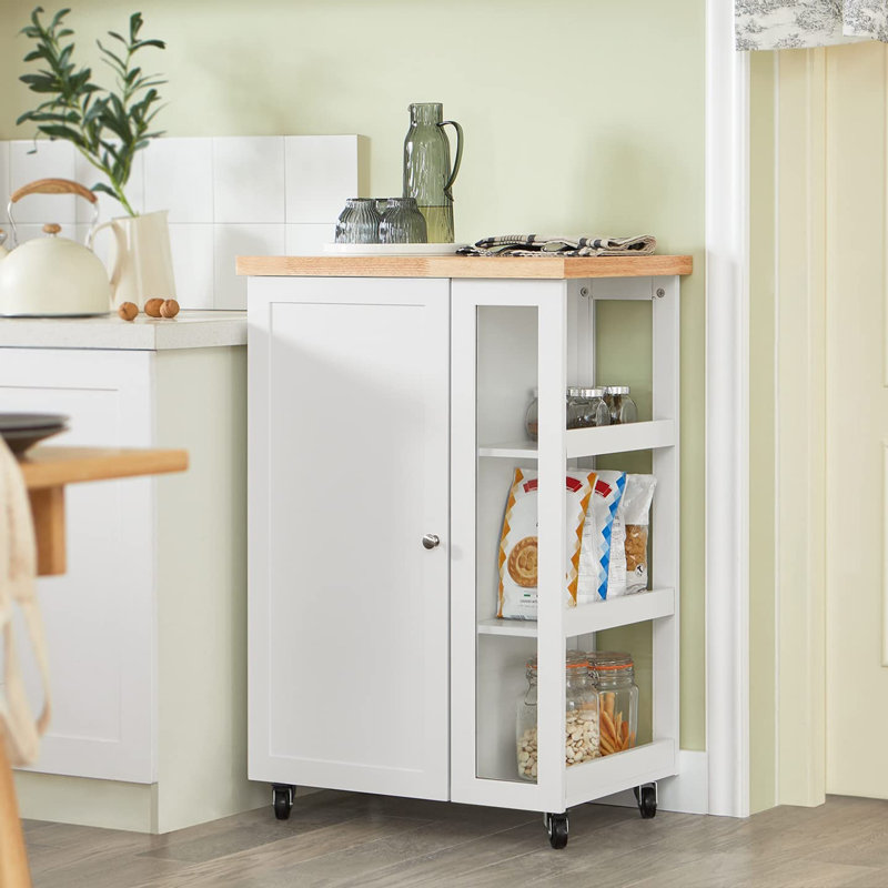 Kingon Wood Kitchen Island, White