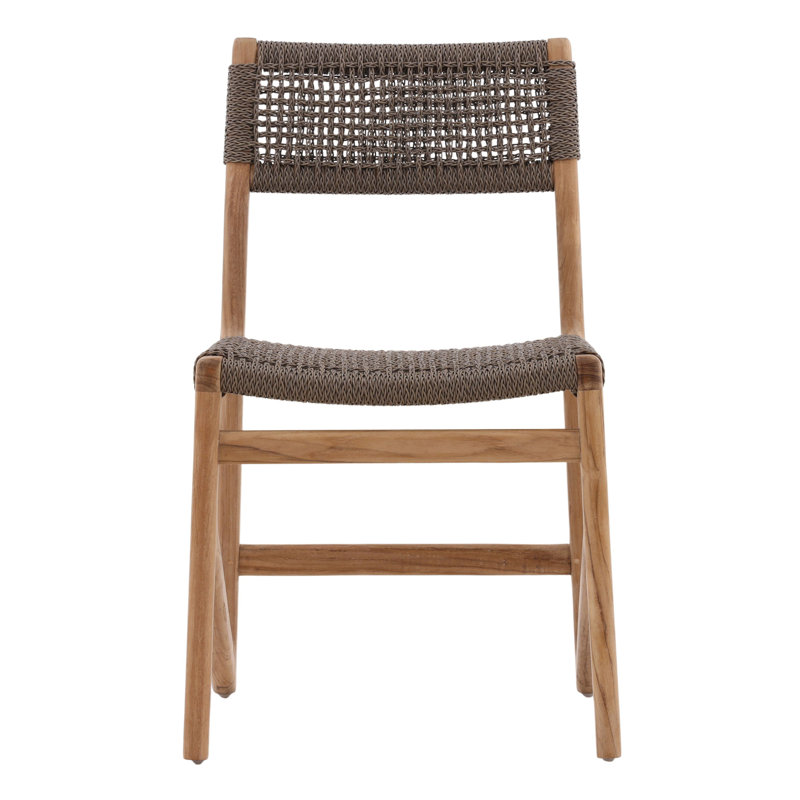 Ysidro Teak Wood Outdoor Dining Chair, Gray