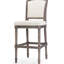 Tabouret de bar gris avec siège et dossier rembourrés, hauteur de 31 po, convient aux espaces de jeu texturés et vieillis