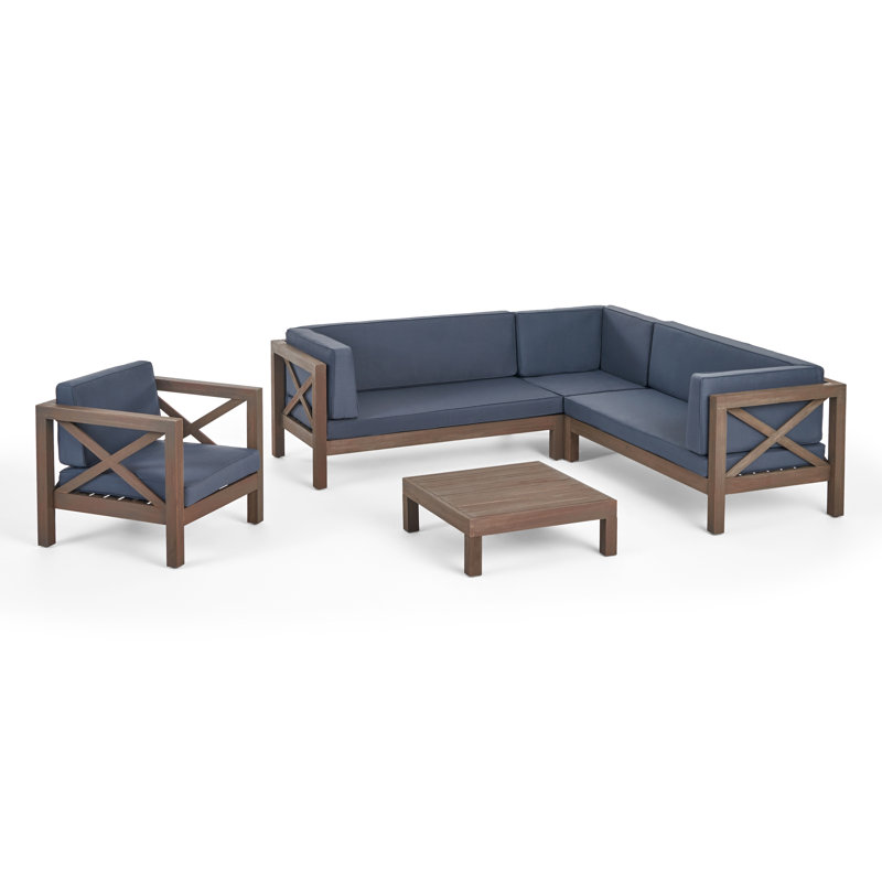 Ensemble de conversation modulaire avec coussins 5 pièces Waterford, Brun, Gris foncé