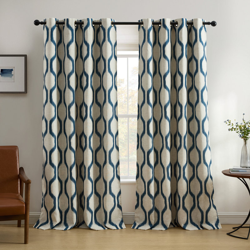 Rideau simple en polyester Clayburgh, Indigo, l 52 po x L 95 po