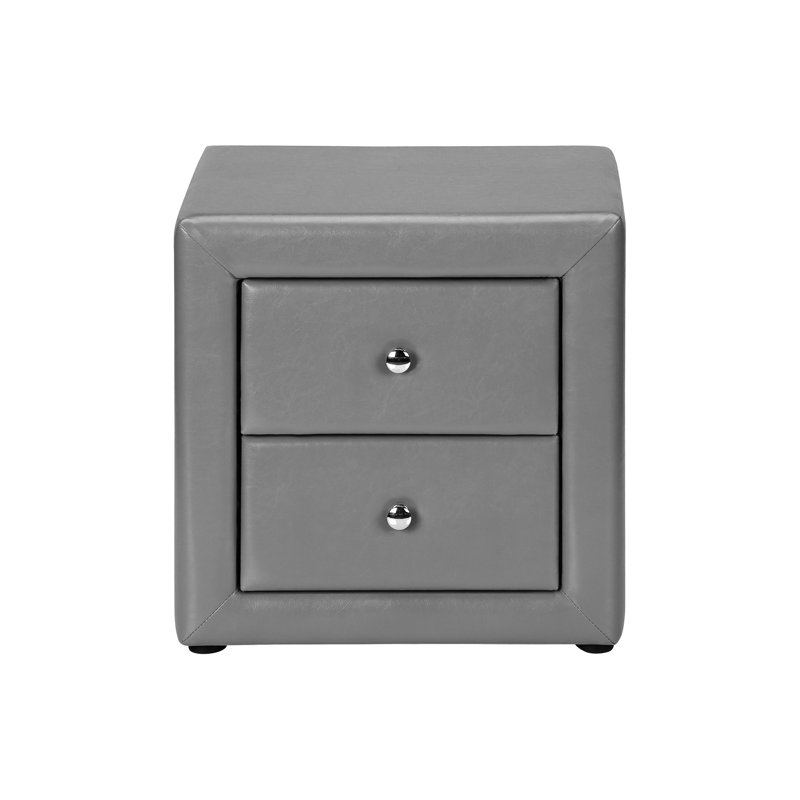 Table de chevet 2 tiroirs grise pour l'ambiance de la chambre - rembourrée avec rangement rembourré
