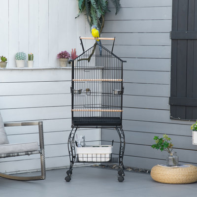 Tucker Murphy Pet™ Bird Cage 57 Inch Flight Cage For Finch Canary Budgie With Rolling Stand, Pull Out Tray, Storage Shelf, Open Top