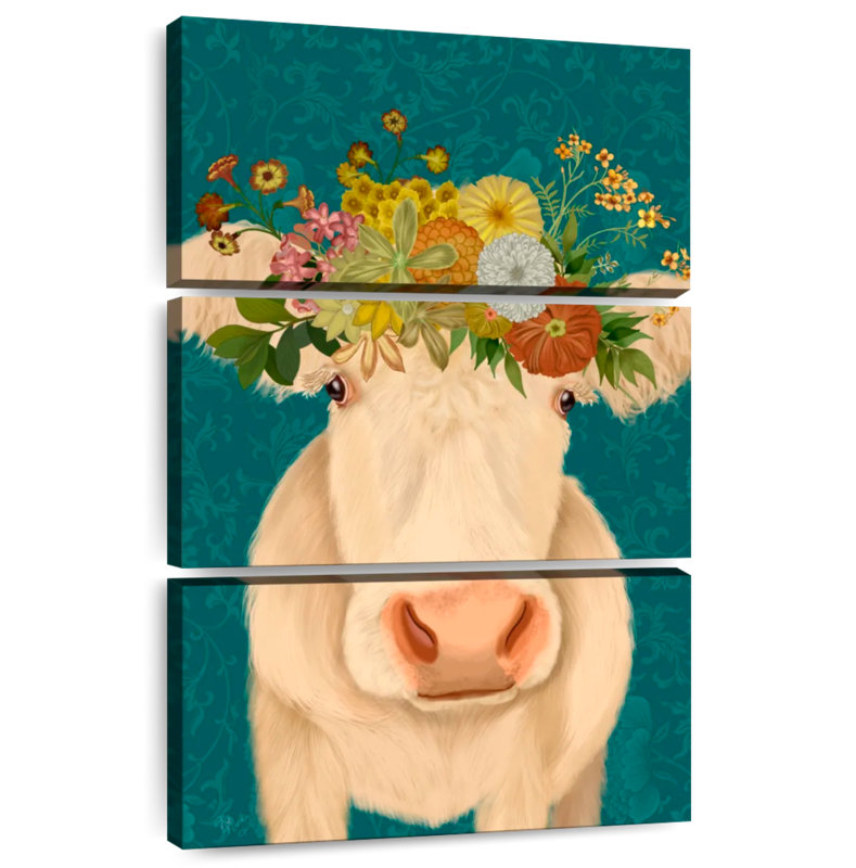 Brampt Cow Cream Bohemian I, 65" H x 42" W