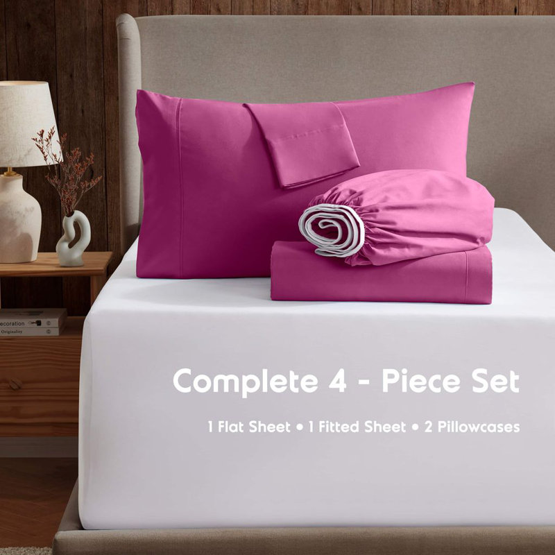 Ensemble de draps doux et respirant Hotel Collection, Grand lit, Magenta