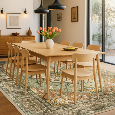 Washable Area Rug, 6'x8' Non-Slip, Water Repellent, Pet Friendly, Easy to Clean, Vintage Floral Boho Decor for Living Room Bedroom Dining Room Office